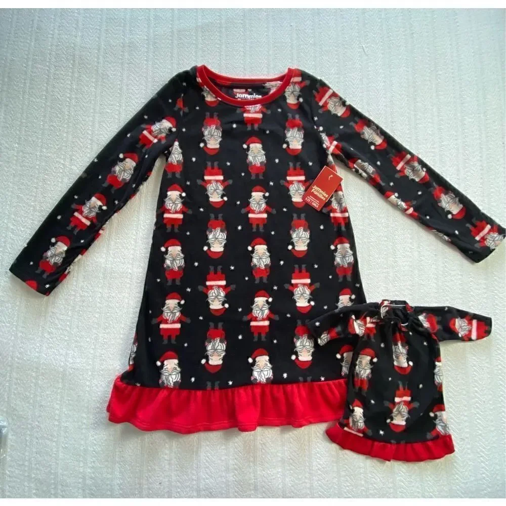 Jammies For Your Families Girls Size S(7) Ho Ho Ho Microfleece Nightgown & Doll